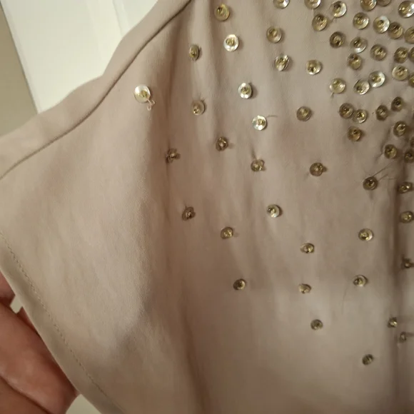 LOFT Tan  Embellished Short Sleeve Top - Picture 7 of 12